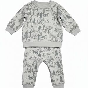 Winter Water Factory 12M Organic Cotton Sweatshirt & Jogger Set Nature Print